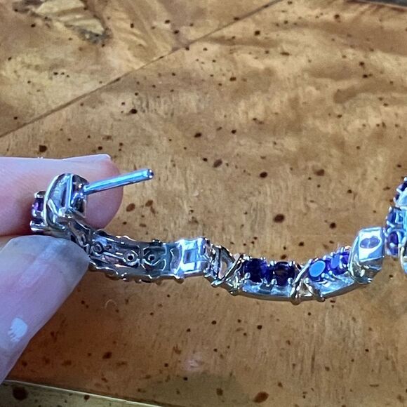 African Amethyst Sterling Silver Hoop Earrings - Picture 9 of 10